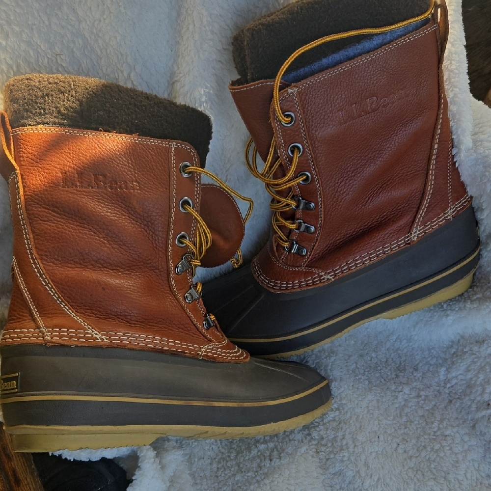 L.L. Bean Brown and Tan Rain & Snow Boots